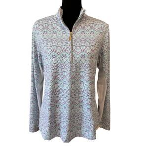New CABANA LIFE Women's Blue Naples Wicking Performance 1/4 Zip Top Size L